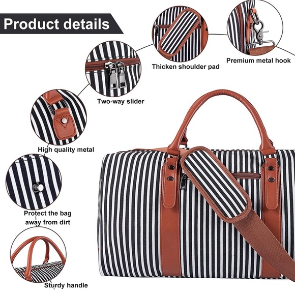 Oversized Travel Duffel Bag, Waterproof Leather Weekend bag Gym Sports bag - Picture 3 of 7